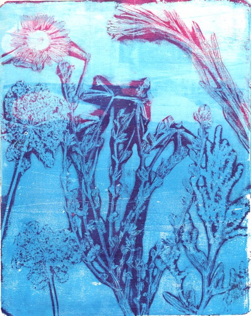 Botanical Blue Gel Monoprint