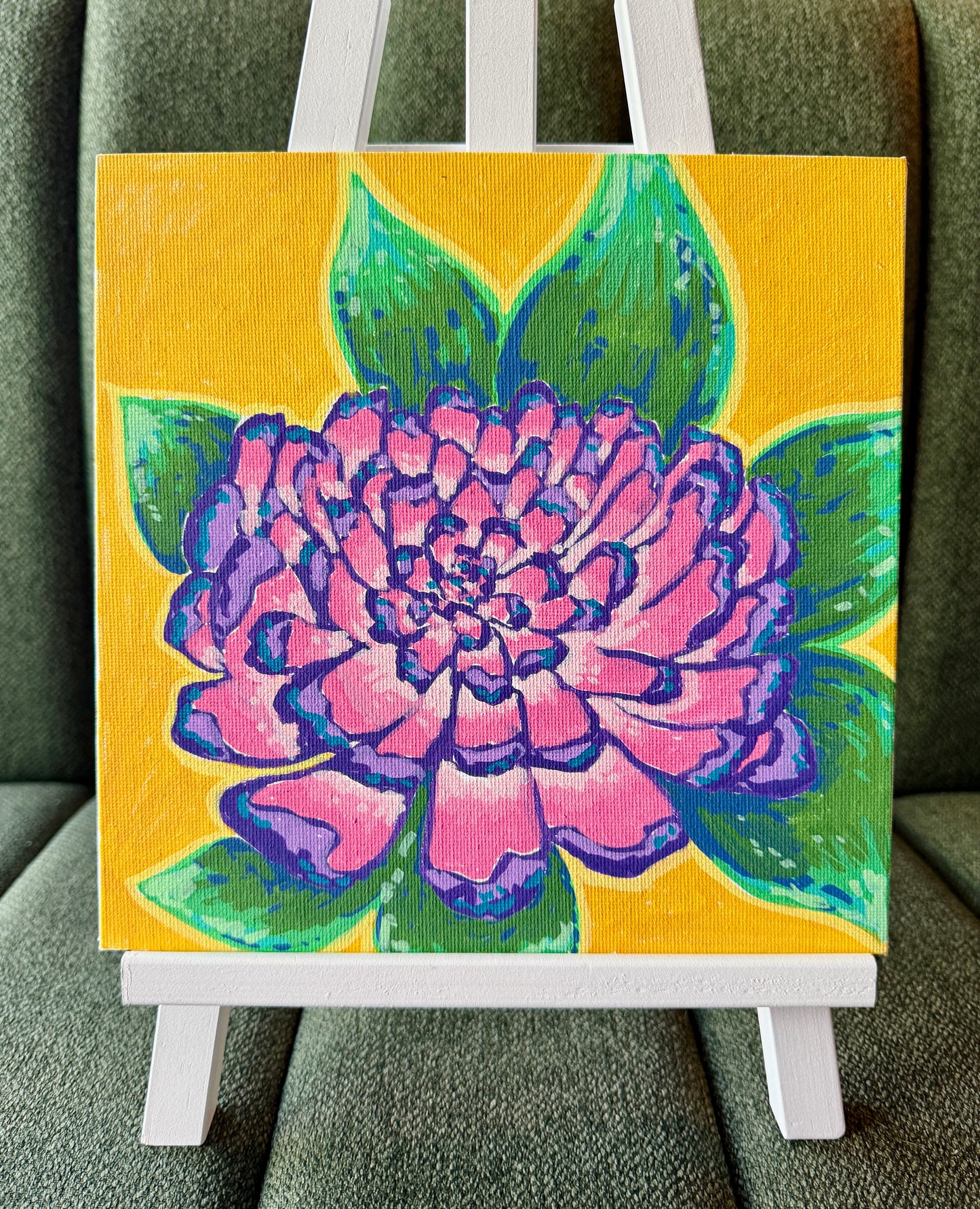 Pink Chrysanthemum Acrylic Painting