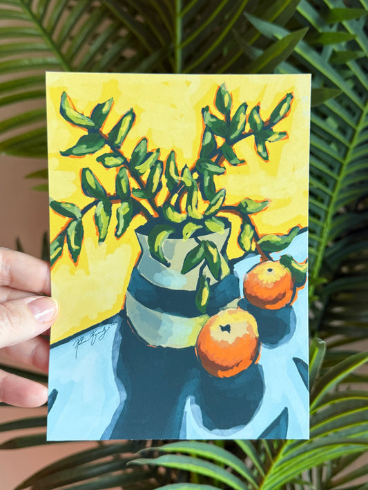 Vase With Oranges Print