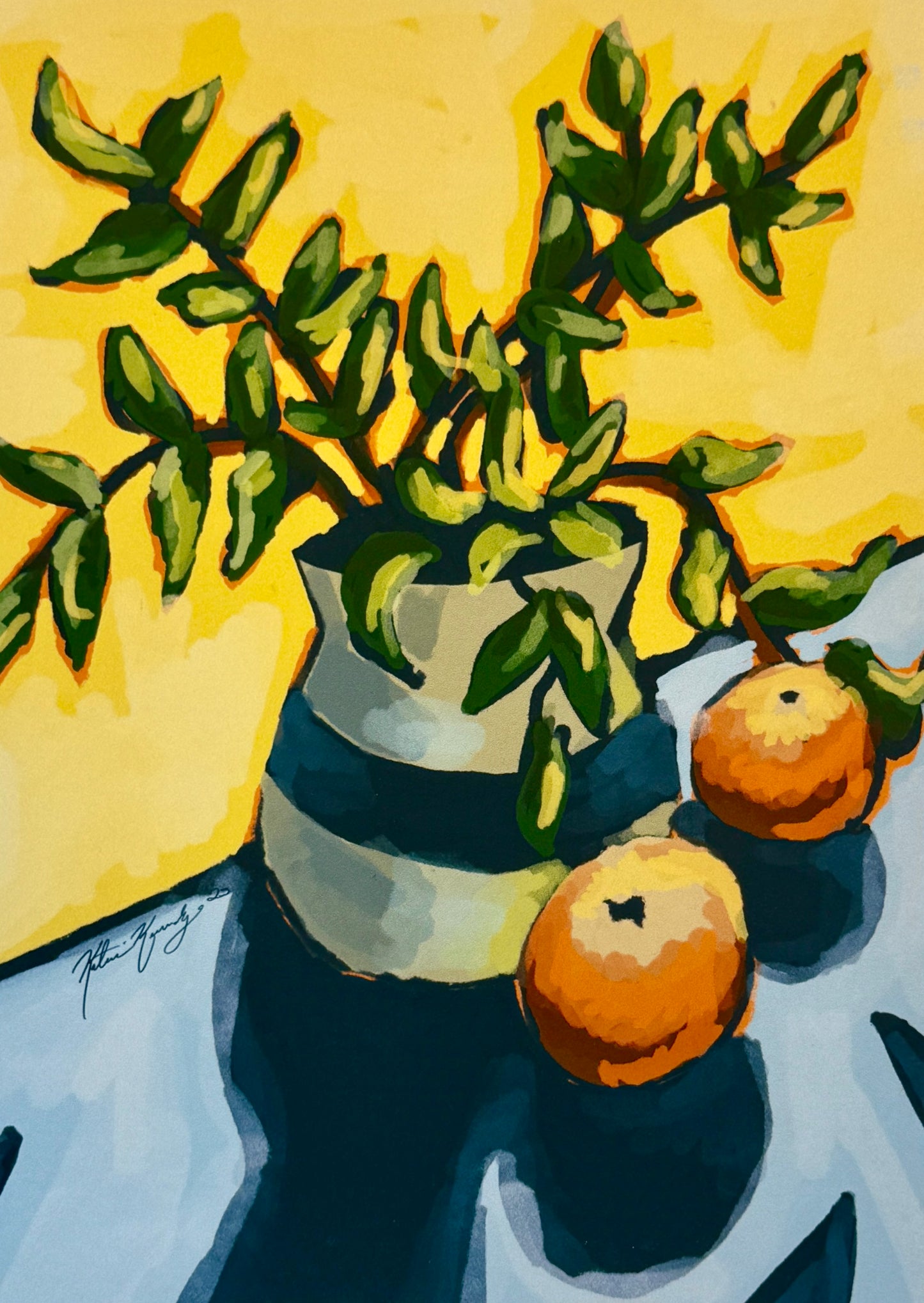 Vase With Oranges Print